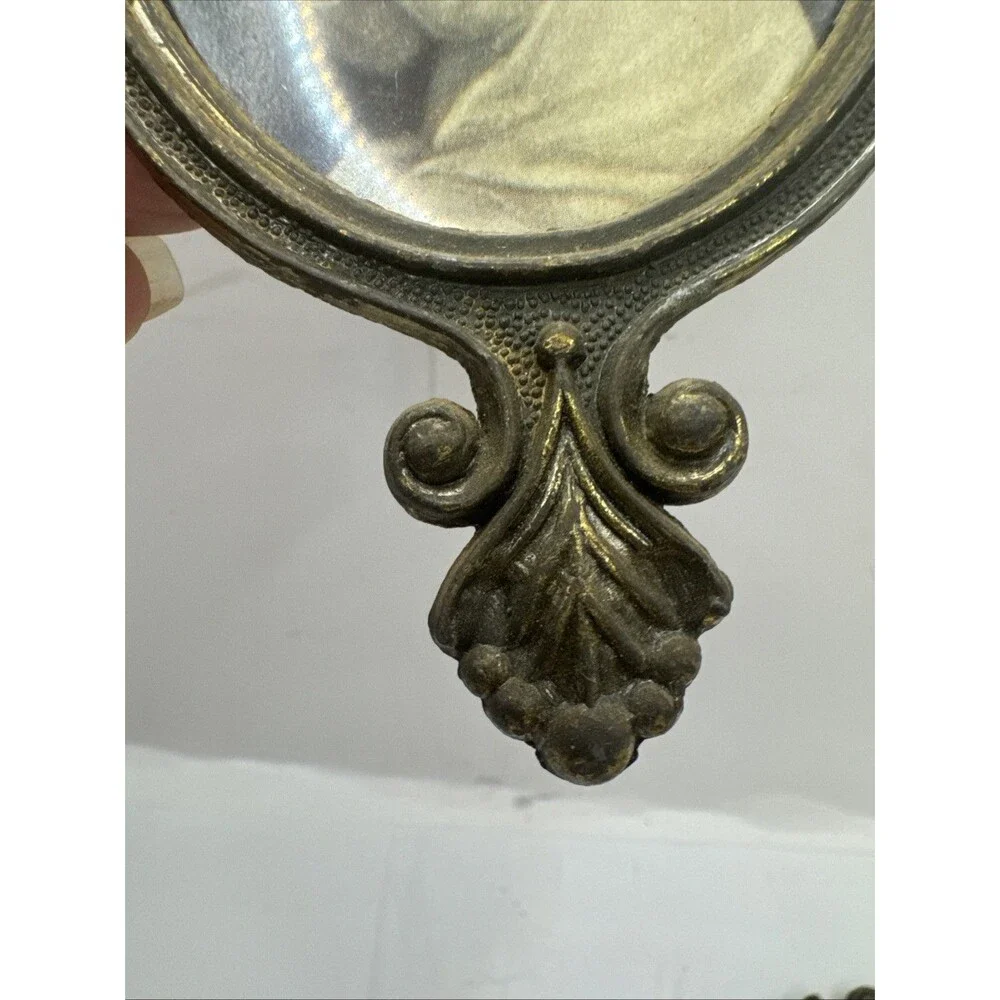 3 Trio VTG Ornate Metal Frames Victorian Young Girl Praying/Waving 6.5” Italy
